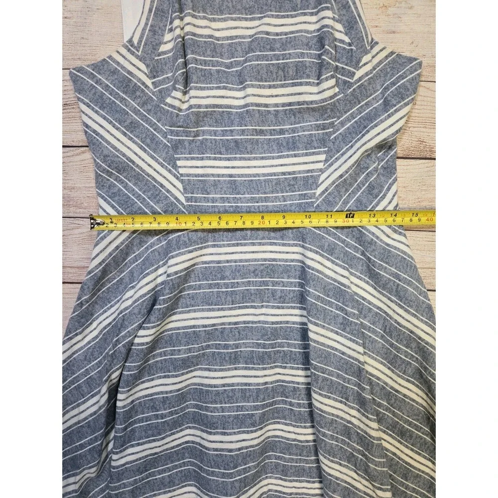 Women's Altar'd State LINEN Dress Flared Sundress KEYHOLE Blue & Cream‎ Size L - Picture 8 of 11